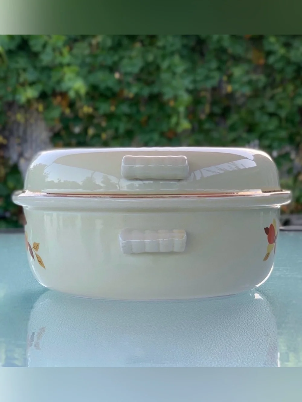 Hall's Superior Autumn Leaf Jewel Stoneware 2 Qt Baking Casserole Dish with Lid